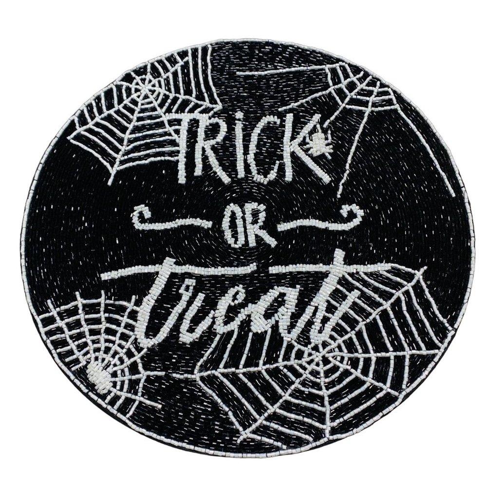 Christian Siriano Halloween Spider Webs Trick or Treat 15in Beaded Placemat